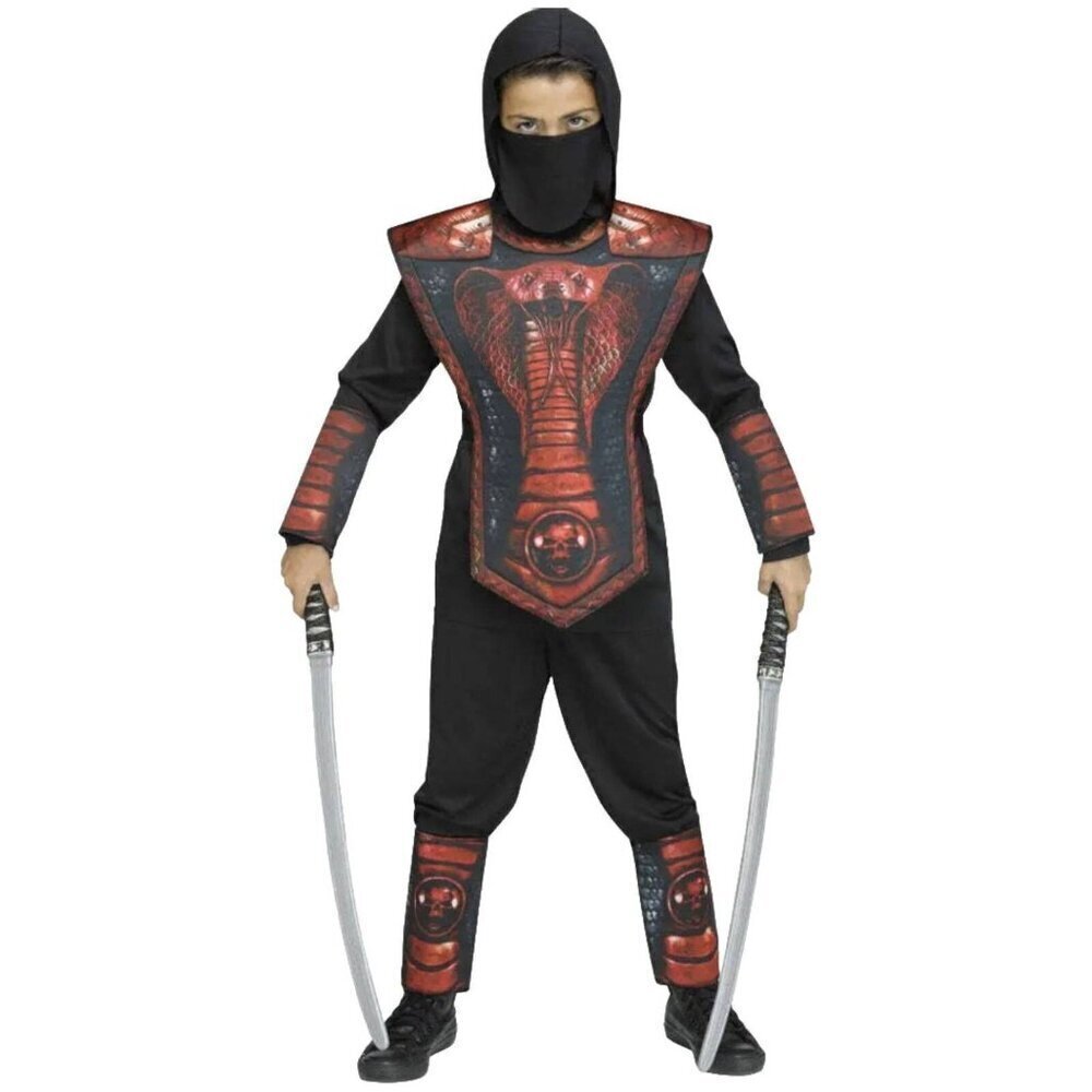 NEW Cobra Ninja Costume Halloween Boys Medium 8 Shirt Pants Tunic Mask Guard Red